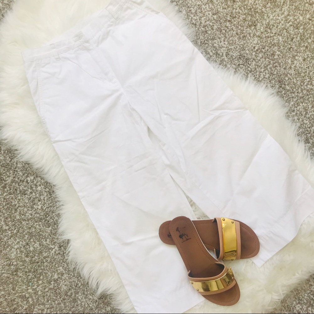 Jones NY Sport | White Cotton Straight Leg Crop Pants